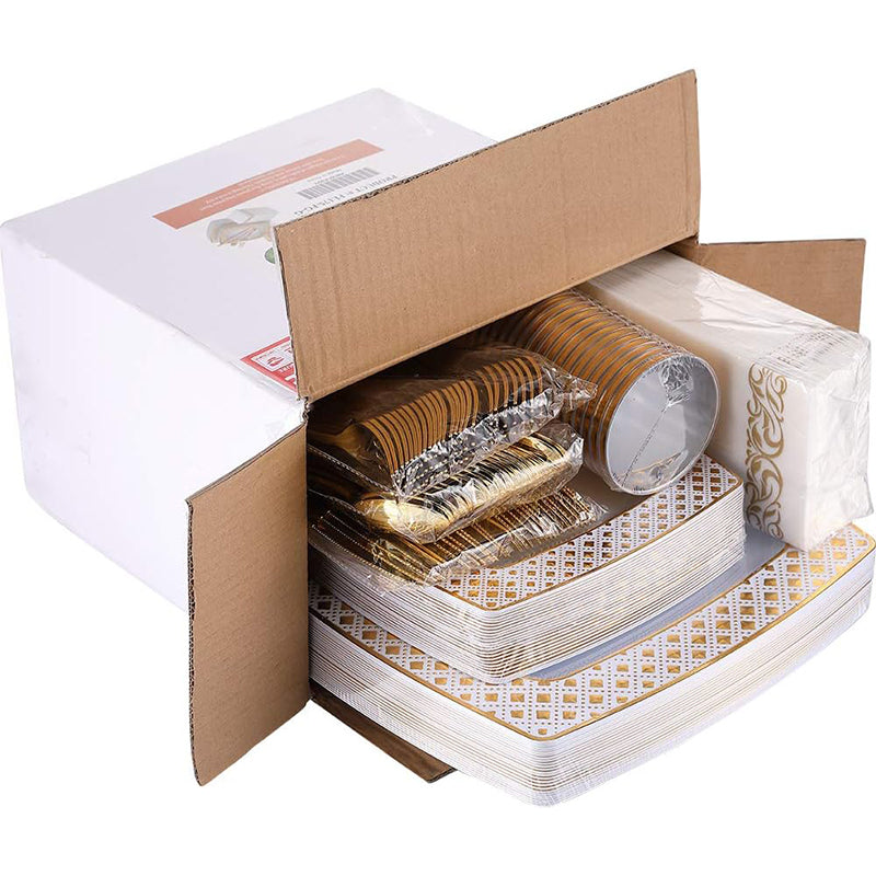 zhengao Diamond-studded Gold Square Plate for 25 Tableware set Gold-plated diamond European creativity