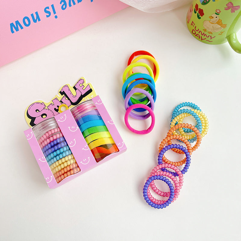 haiyan Small Round Bottle Set Tie hair color telephone cord scrunchie high ponytail hair tie