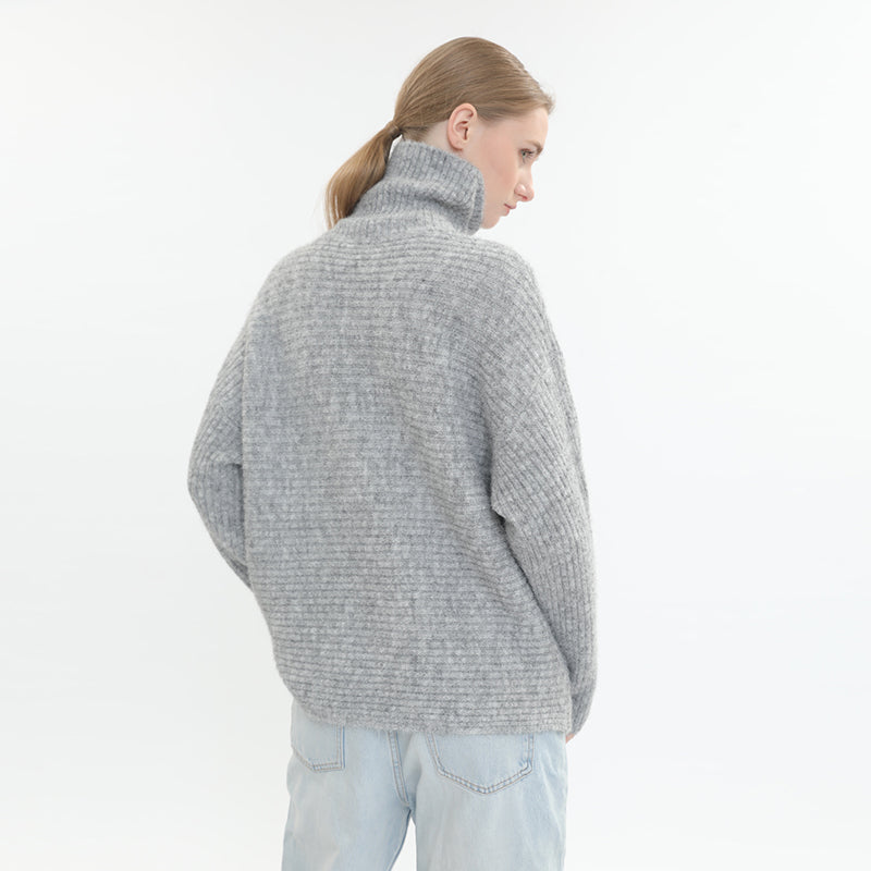 sidaiou Women's Woolen High Neck Long Sleeve Top Keep warm in autumn and winter