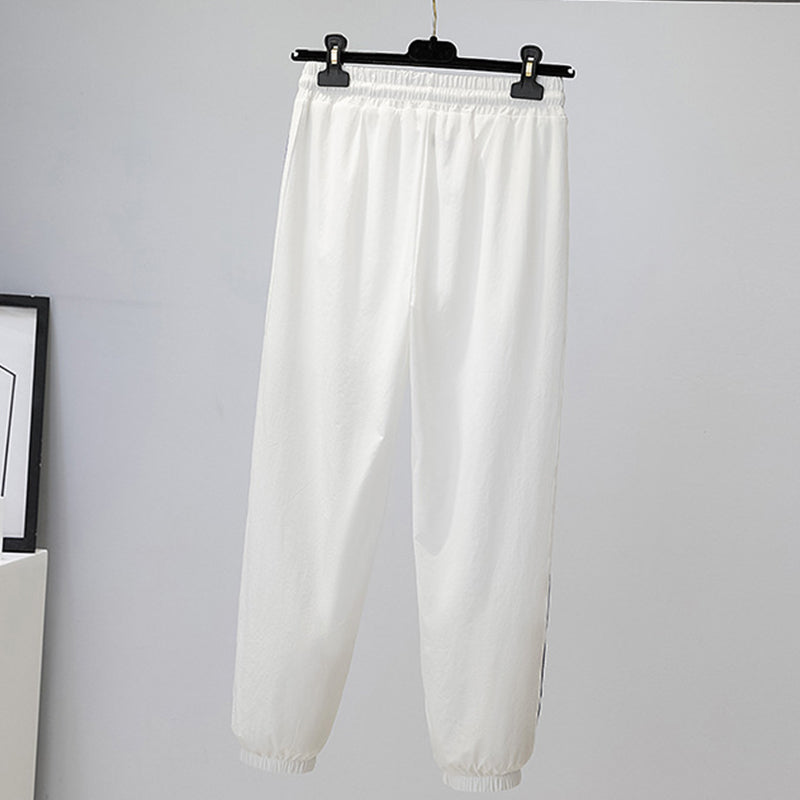 puyang Vertical Stripe Sweatpants (ask customer service for price) Tight-cut sweatpants Slim casual pants Loose bunched ankle sweatpants