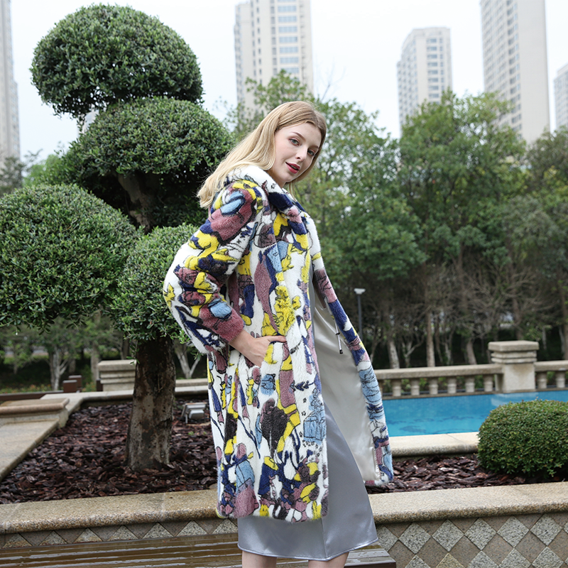 leibao Printed mink coat with hat (price please ask customer service)