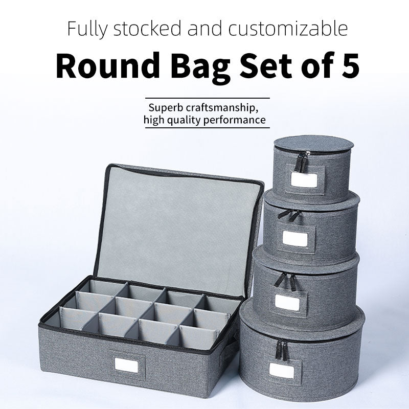 jiayanru Round Bag Set of 5 pessimistic(No.1 round 13*18.5 No.2 round 14*23 No.3 round 15.5*25.5 No.4 round bag 16.5*30.5 5 cup storage 44*34*14.5) Layers Sundry Storage Box