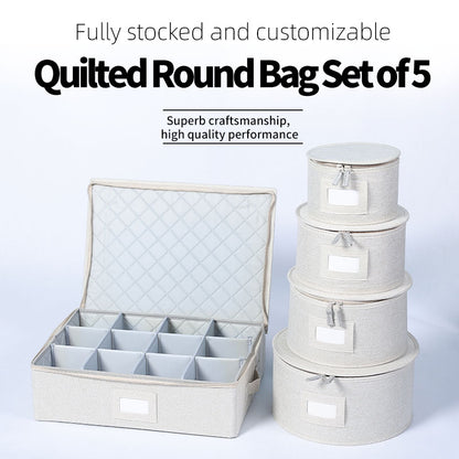 jiayanru Quilted round bag five-piece set Basket Large Capacity