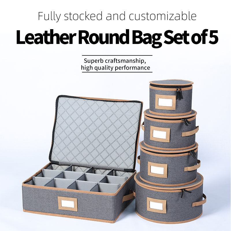 jiayanru Leather Round Bag Set of 5 Moisture-proof Portable