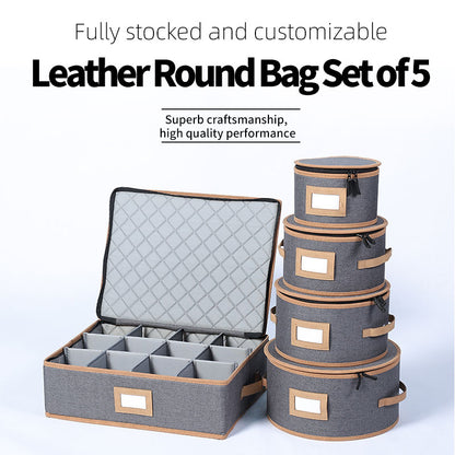 jiayanru Leather Round Bag Set of 5 Moisture-proof Portable