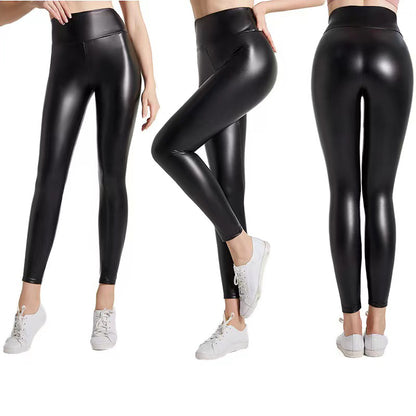 puyang PU leather pants (please ask customer service for price)  PU leather pants High waist tight leather pants