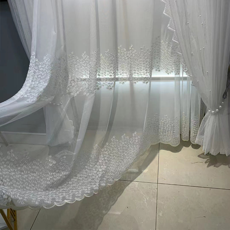buqiu Curtain 5 The balcony white gauze princess room gauze curtain is simple and modern gauze curtain