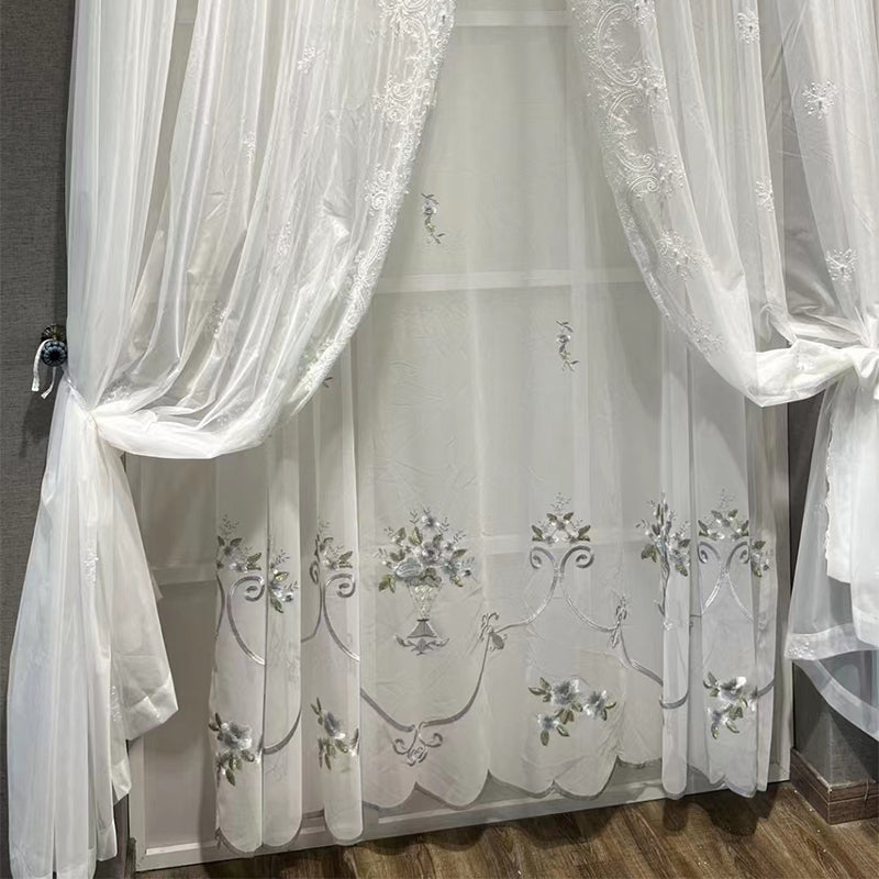 buqiu Curtain 5 The balcony white gauze princess room gauze curtain is simple and modern gauze curtain