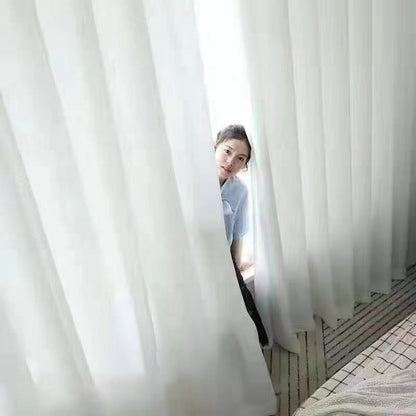 buqiu Curtain 6 Balcony white gauze floating window gauze curtain Simple modern gauze curtain