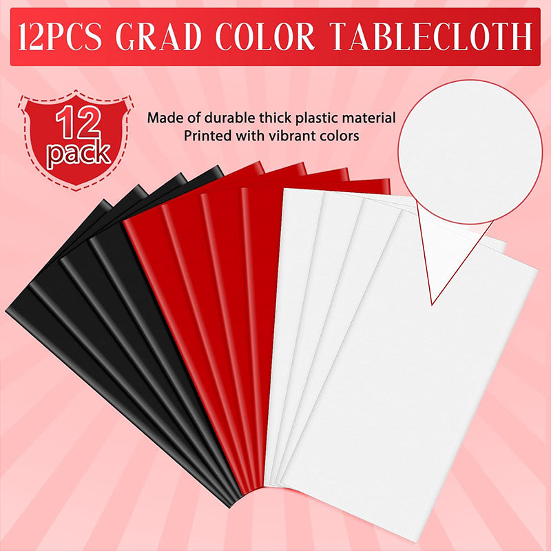 zhengao 12pcs Disposable Party Tablecloths (black + red + white combination) Solid color Birthday party decorations fallow
