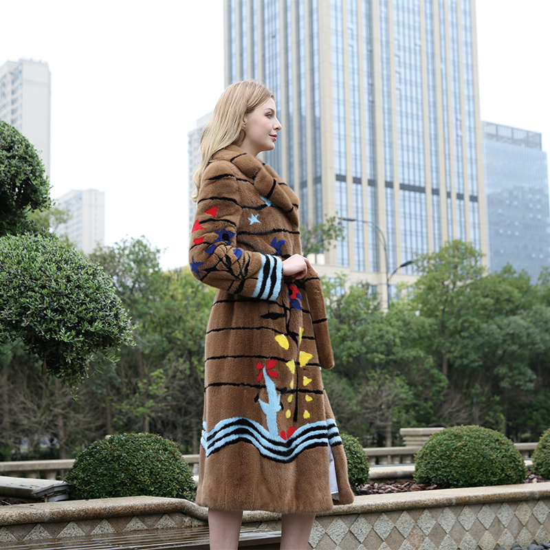 leibao Suit collar pattern mink long coat (price please ask customer service)