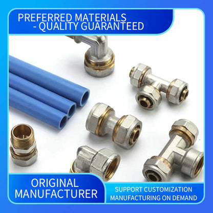wuling Customized active three way all brass brass gas water line 4 6 point 1 inch reduced tee female movable fitting nut(ask customer service for price)