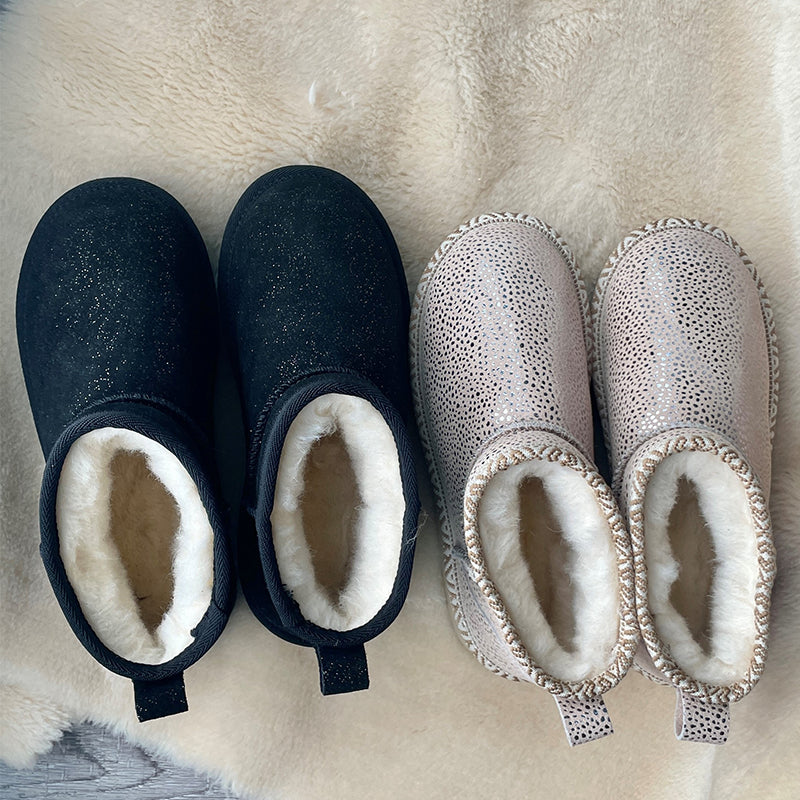 zhenai cowhide snow boots