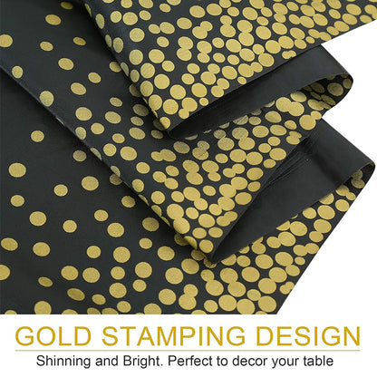 zhengao 1/6 disposable tablecloths with gold dot printing on black background Table cloth Receive a distinguished guest Conference tablecloth