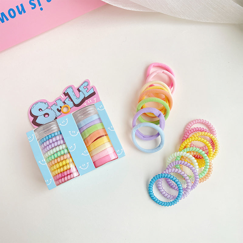 haiyan Small Round Bottle Set  Tie hair color telephone cord scrunchie high ponytail hair tie