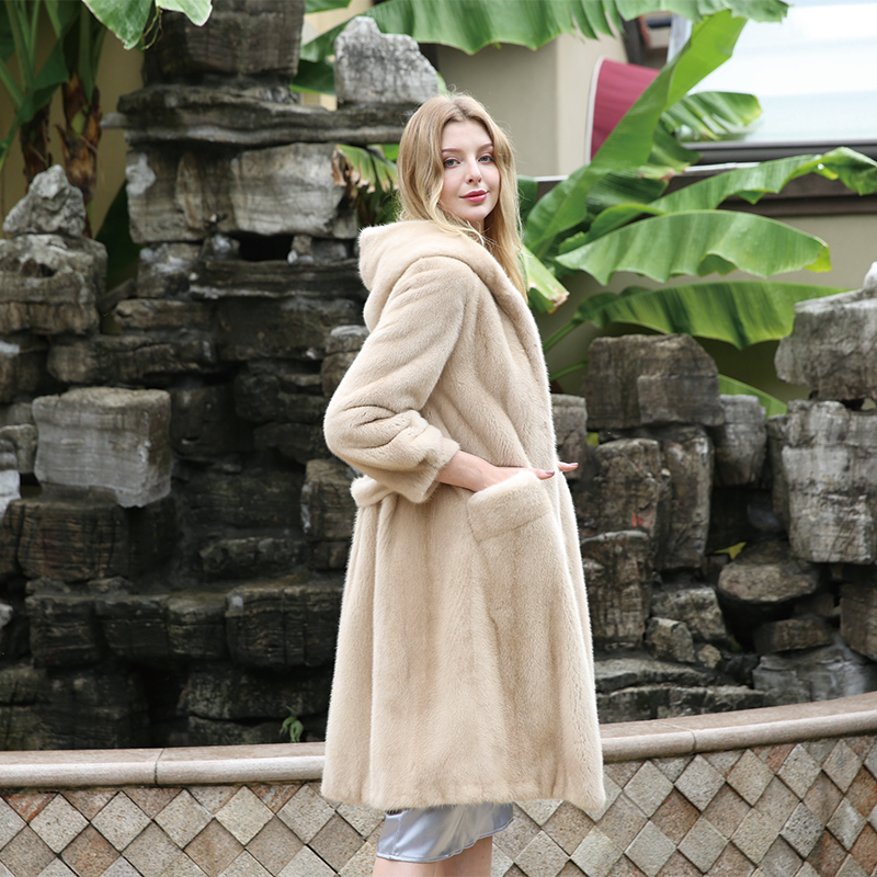 leibao Solid color mink coat with hat (price please ask customer service)