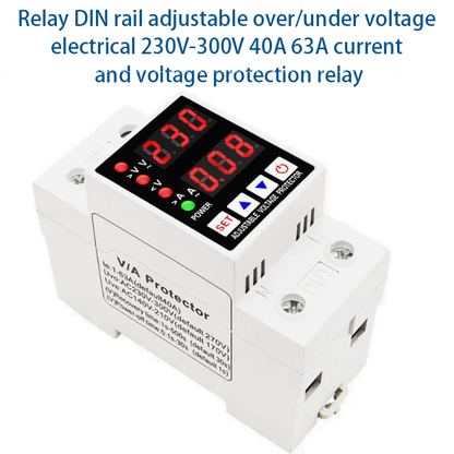 TENGTAI Relay DlN rail adjustable over/under voltage electrical 230V-300V 40A 63A current and voltage protection relay
