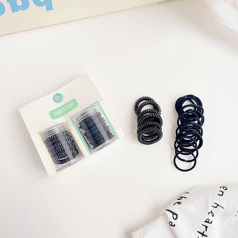 haiyan Small Round Bottle Small Circle Set  Black phone wire scrunchie rubber band scrunchie children do not hurt hair