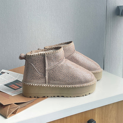 zhenai cowhide snow boots
