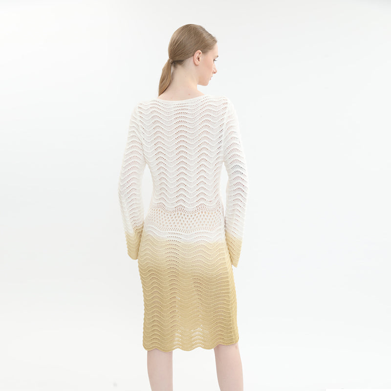 sidaiou Women's Woolen Hollow Gradient Dress   The slouchy knit dress is light and luxurious