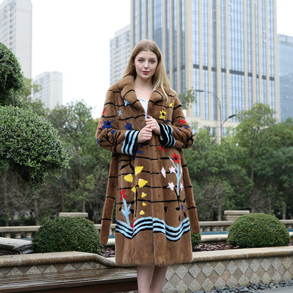leibao Suit collar pattern mink long coat (price please ask customer service)