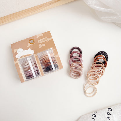 haiyan Small Round Bottle Small Circle Set  Black phone wire scrunchie rubber band scrunchie children do not hurt hair
