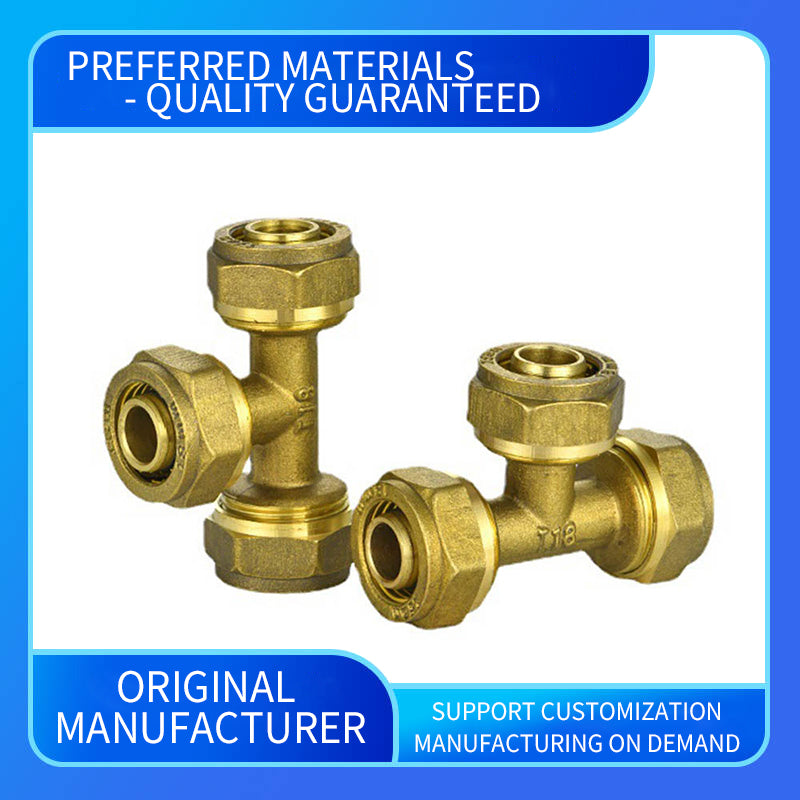 wuling Customized active three way all brass brass gas water line 4 6 point 1 inch reduced tee female movable fitting nut(ask customer service for price)