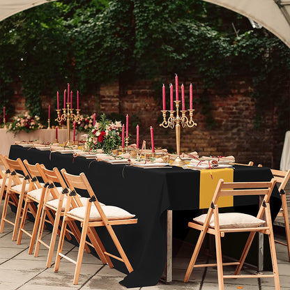 zhengao 12pcs Disposable Black Tablecloth + Gold Silk disposable Retro trend Rectangular table cloth