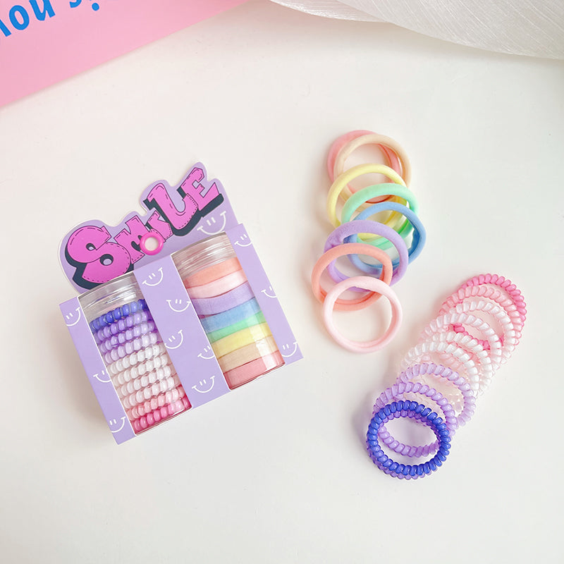 haiyan Small Round Bottle Set  Tie hair color telephone cord scrunchie high ponytail hair tie