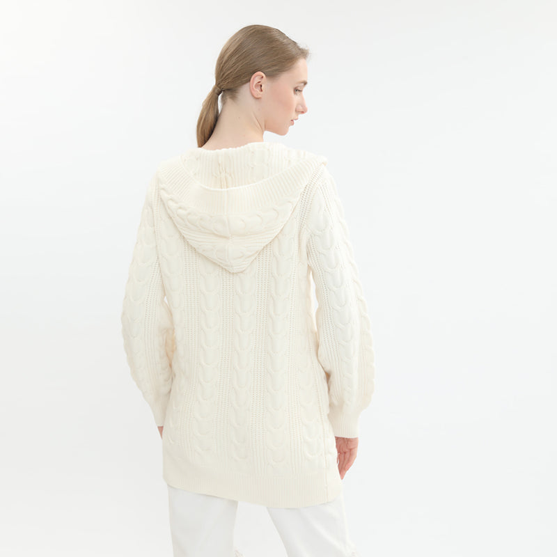 sidaiou Women's Cardigan Button Blouse Jacket  Pre-fall long-sleeved twist hooded knitting