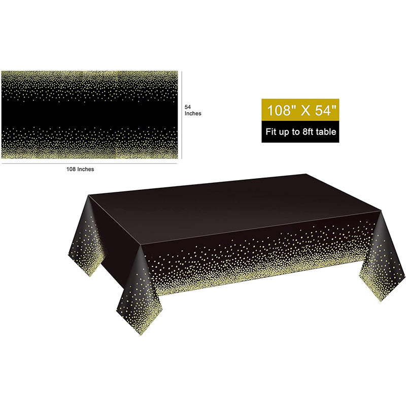 zhengao 1/6 disposable tablecloths with gold dot printing on black background Table cloth Receive a distinguished guest Conference tablecloth