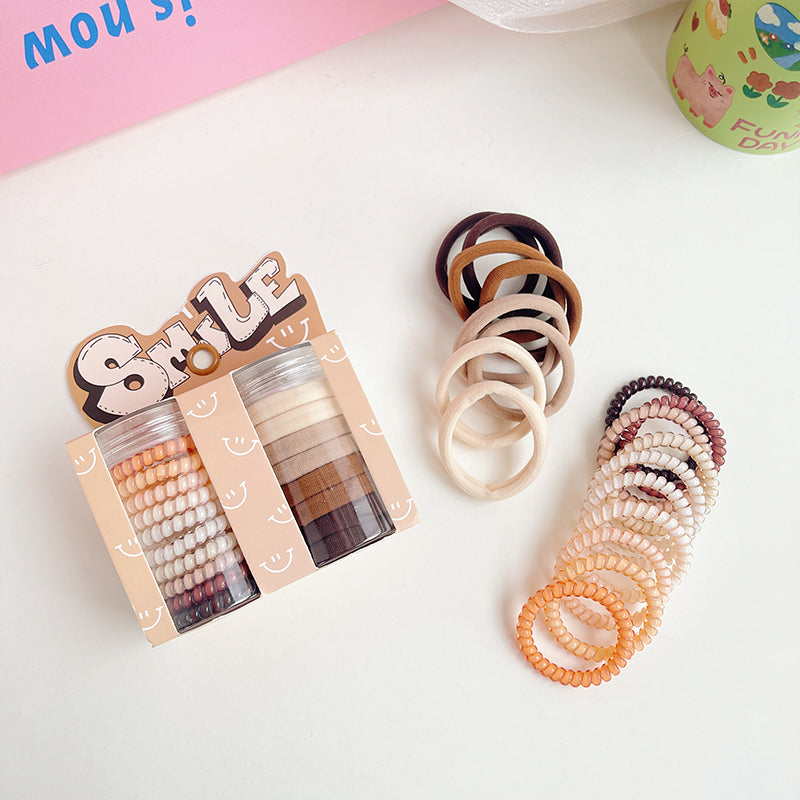 haiyan Small Round Bottle Set  Tie hair color telephone cord scrunchie high ponytail hair tie