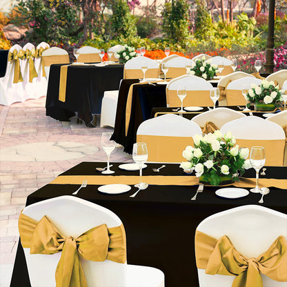 zhengao 12pcs Disposable Black Tablecloth + Gold Silk disposable Retro trend Rectangular table cloth