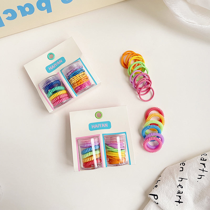 haiyan Small Round Bottle Small Circle Set  Black phone wire scrunchie rubber band scrunchie children do not hurt hair