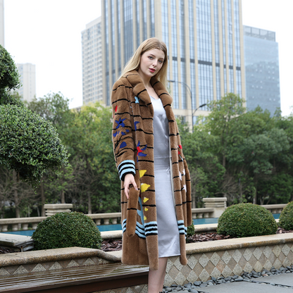 leibao Suit collar pattern mink long coat (price please ask customer service)