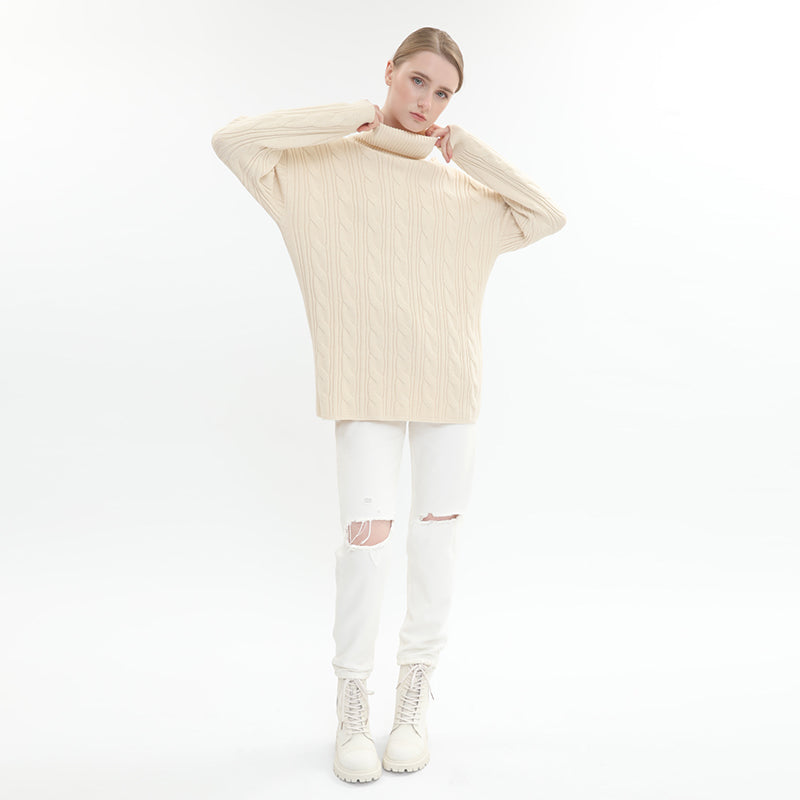 sidaiou Women's Woolen High Neck Long Sleeve Top  Wear a base coat to keep warm
