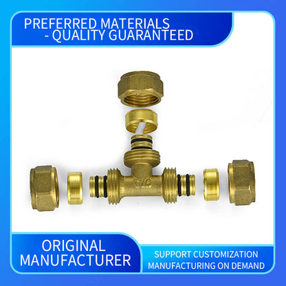 wuling Customized active three way all brass brass gas water line 4 6 point 1 inch reduced tee female movable fitting nut(ask customer service for price)
