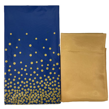 zhengao 12pcs Dark Blue Printed Gold Dot Tablecloth + Gold Silk Table cloth Receive a distinguished guest Conference tablecloth