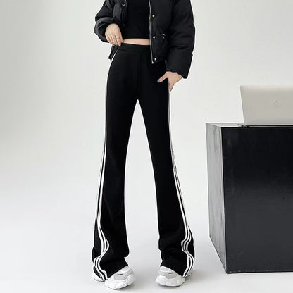puyang Vertical Stripe Flared Pants (ask customer service for price)  Micro yoga pants horseshoe pants slim slim sweatpants