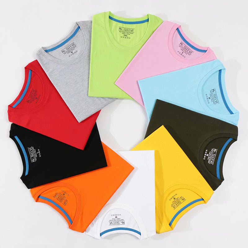 puyang Solid color T-shirt (ask customer service for price)  U-neck cool short sleeves