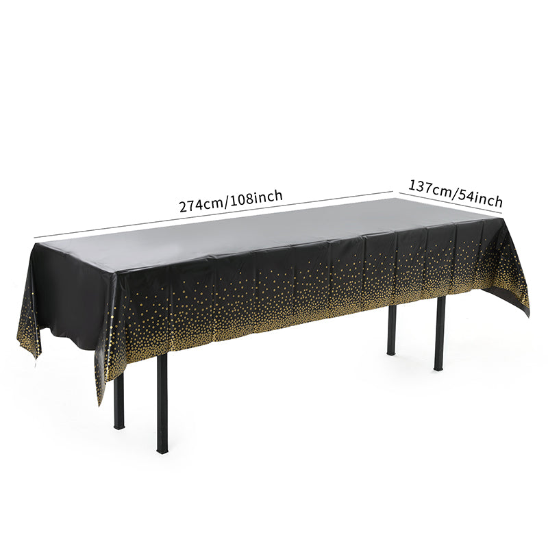 zhengao 1/6 disposable tablecloths with gold dot printing on black background Table cloth Receive a distinguished guest Conference tablecloth