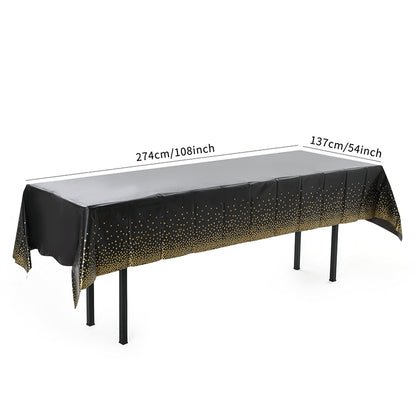 zhengao 1/6 disposable tablecloths with gold dot printing on black background Table cloth Receive a distinguished guest Conference tablecloth