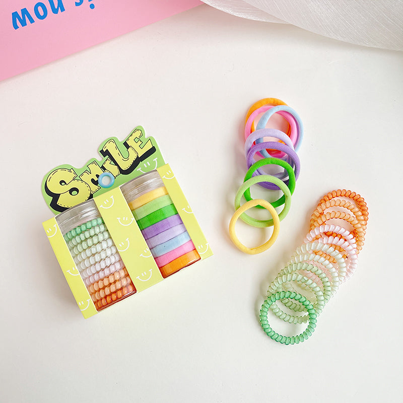 haiyan Small Round Bottle Set  Tie hair color telephone cord scrunchie high ponytail hair tie