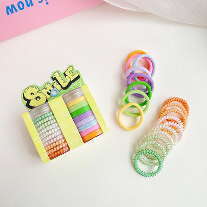 haiyan Small Round Bottle Set  Tie hair color telephone cord scrunchie high ponytail hair tie