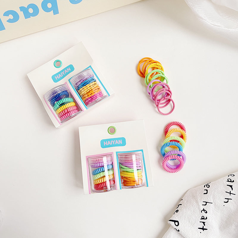 haiyan Small Round Bottle Small Circle Set  Black phone wire scrunchie rubber band scrunchie children do not hurt hair