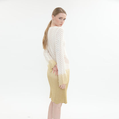 sidaiou Women's Woolen Hollow Gradient Dress   The slouchy knit dress is light and luxurious