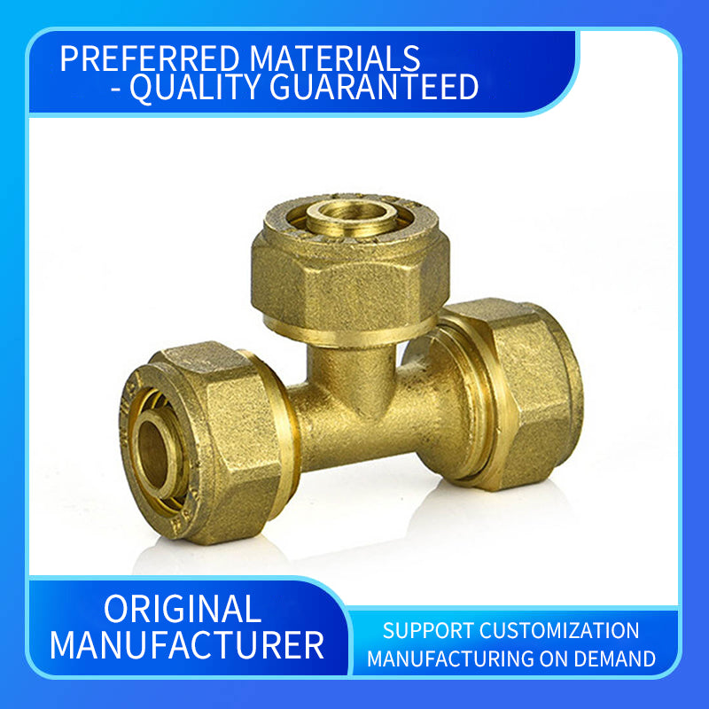 wuling Customized active three way all brass brass gas water line 4 6 point 1 inch reduced tee female movable fitting nut(ask customer service for price)