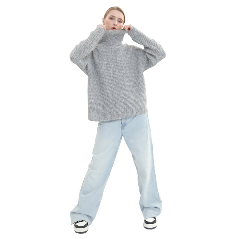 sidaiou Women's Woolen High Neck Long Sleeve Top   Keep warm in autumn and winter