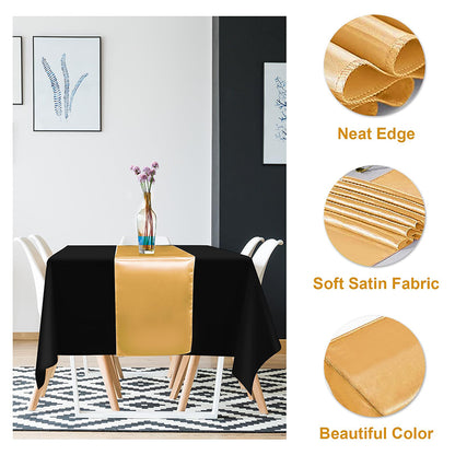 zhengao 12pcs Disposable Black Tablecloth + Gold Silk disposable Retro trend Rectangular table cloth