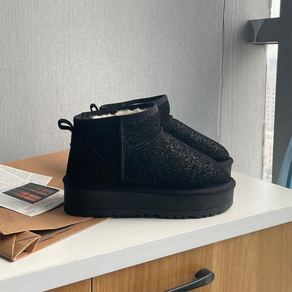 zhenai cowhide snow boots